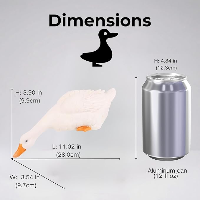 Porch Duck Statue Outdoor Decor,11.0''(D) Drinking White Duck Garden Sculptures for Yard Lawn,Resin Animal Figurines Home Patio Art Decorations