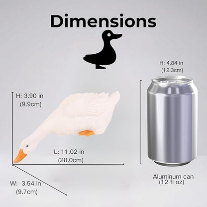 Porch Duck Statue Outdoor Decor,11.0''(D) Drinking White Duck Garden Sculptures for Yard Lawn,Resin Animal Figurines Home Patio Art Decorations