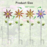Stargarden 4Pcs Metal Outdoor Wind Spinners, Small Pinwheels for Yard, Decorative Garden Stakes for Patio,Lawn, Outdoor