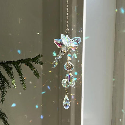 Dragonfly Crystal Suncatcher for Window Hanging - AB Colored Prism Rainbow Maker Ornament for Home Patio Garden Car Decor