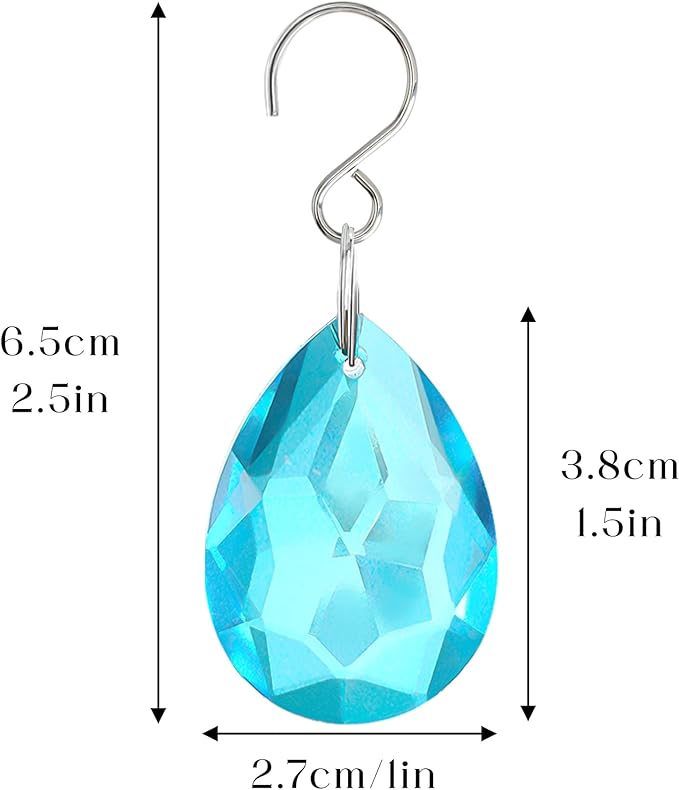 H&D HYALINE & DORA 10pcs Bauhinia Crystal Suncatcher Prisms Chandelier Beads Replacement 38mm Hanging Crystals Ornament Pendant for Window Wedding Party Decor,Lake Blue