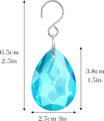 H&D HYALINE & DORA 10pcs Bauhinia Crystal Suncatcher Prisms Chandelier Beads Replacement 38mm Hanging Crystals Ornament Pendant for Window Wedding Party Decor,Lake Blue