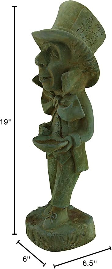 Zeckos Mad Hatter Alice in Wonderland Verdigris Finish Statue 19 in-Cement