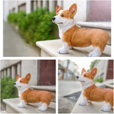 Garden Corgi Statue Dog Figurines Indoor/Outdoor Garden Landscaping Sculpture for Patio, Yard or Lawn Flower Pots Balcony Ornaments