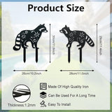 WADORN 2Pcs Raccoon Metal Decorative Garden Stakes, Black Raccoon Silhouette Metal Outdoor Statues Animals Garden Ornament Gifts Black Yard Art Decoration for Outdoor Backyard Patio Lawn Walkways