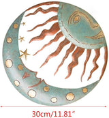 NUEAYMS Boho Wall Decor, Metal Sun Wall Art Decor with Moon & Stars, Hanging for Indoor Outdoor Patio Garden Wall Sculpture Decoration