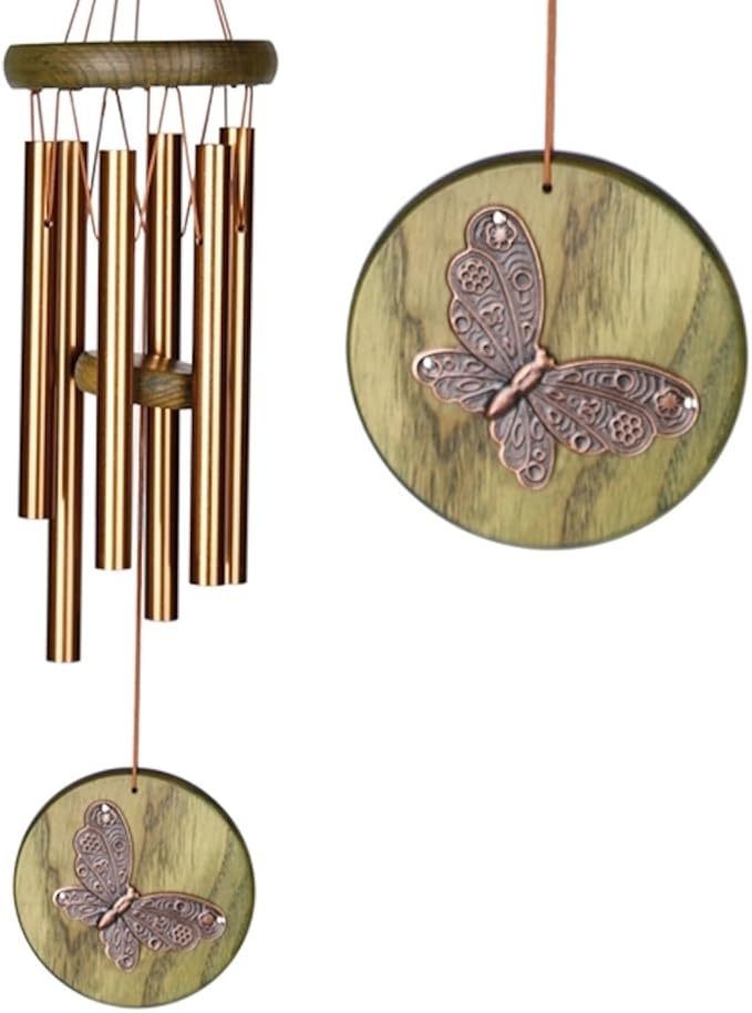Woodstock Chimes Signature Collection, Woodstock Habitats Chime, 17'' Green, Butterfly Habitats and Nature Wind Chimes for Outdoor, Patio, Home or Garden Décor (HCGB)