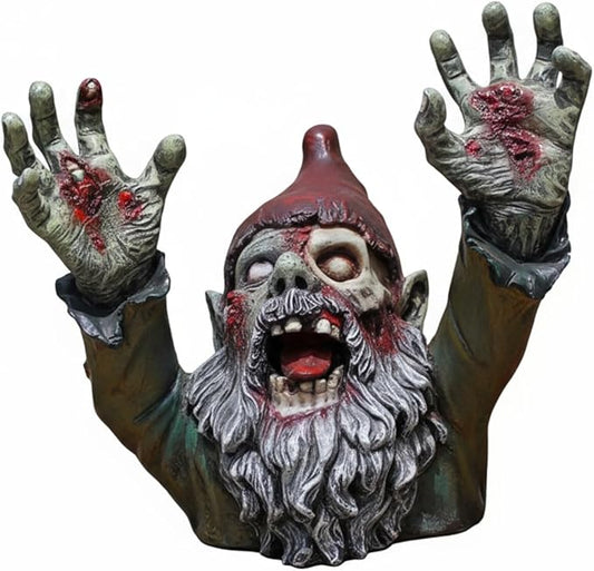 Garden Gnomes Decor, 4 Inch Scary Gnome for Patio Halloween Decoration, Garden Sculptures, Resin Yard Figurine for Garden Patio Lawn, Ornament for Mini Gift, Festive Decorations