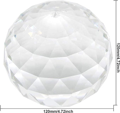 Clear Glass Crystal Ball Prisms Window Rainbow Maker Sphere Faceted Gazing Ball Prism Prism Suncatcher for Home Décor, Feng Shui, (120mm/4.72inch)