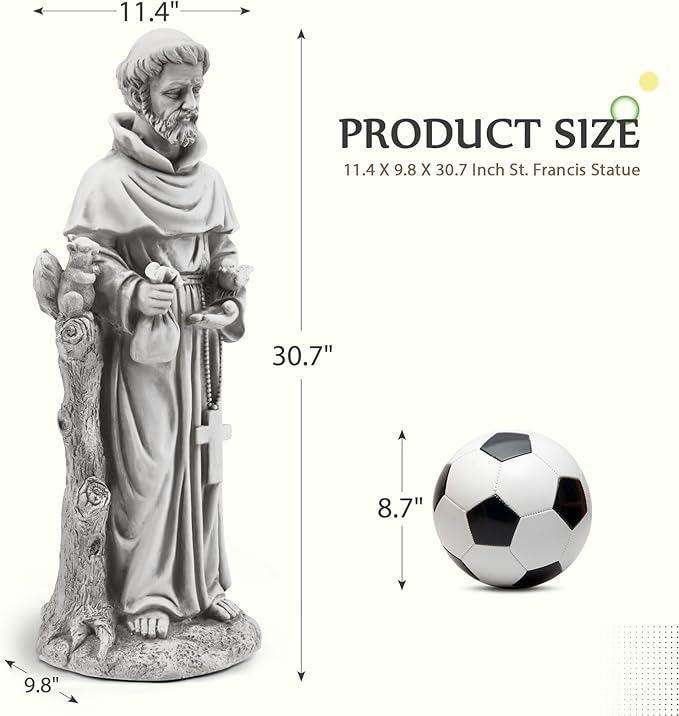 YOLENY St Francis Garden Statue Outdoor, 30.7" H Saint Francis of Assisi Statue Outside Religious Sculpture for Patio Decor