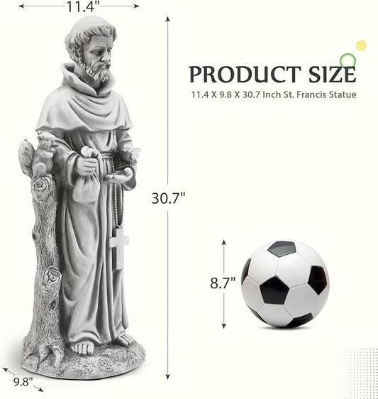 YOLENY St Francis Garden Statue Outdoor, 30.7" H Saint Francis of Assisi Statue Outside Religious Sculpture for Patio Decor