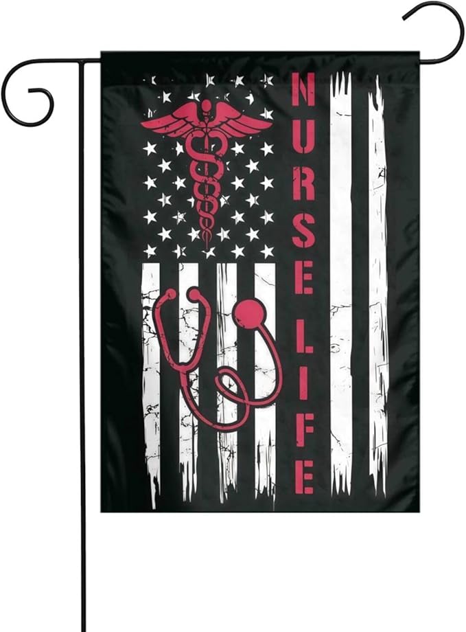 Nurse Garden Flag Double Sided Vertical 12×18 Inch Nurse Day Garden Flag Banners Double Sided For Lawn Patio Yard Garden Home Outdoor Decor -3