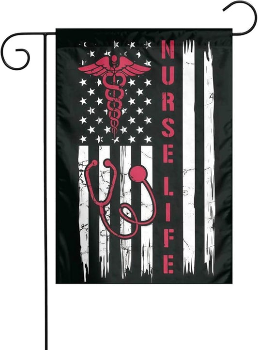 Nurse Garden Flag Double Sided Vertical 12×18 Inch Nurse Day Garden Flag Banners Double Sided For Lawn Patio Yard Garden Home Outdoor Decor -3