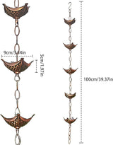 rain Chains Rain Chain Copper Imitation Chains for Gutters 3.3ft with 5 Cups Easy to Install Catcher for Outside Courtyards Replacement for Downspout Style 2