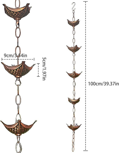 rain Chains Rain Chain Copper Imitation Chains for Gutters 3.3ft with 5 Cups Easy to Install Catcher for Outside Courtyards Replacement for Downspout Style 2
