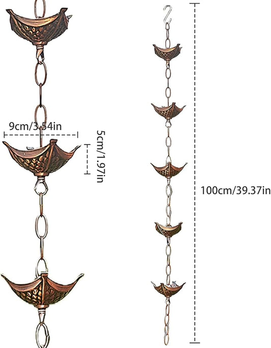 rain Chains Rain Chain Copper Imitation Chains for Gutters 3.3ft with 5 Cups Easy to Install Catcher for Outside Courtyards Replacement for Downspout Style 2