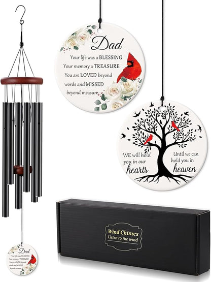 BeauGift Memorial Gifts for Loss of Dad, 32" Ceramic Wind Chimes for Loss of Father Sympathy Gift, Bereavement Remembrance Funeral Gifts for Loss of Father, in Memory of Dad Papa Loved One