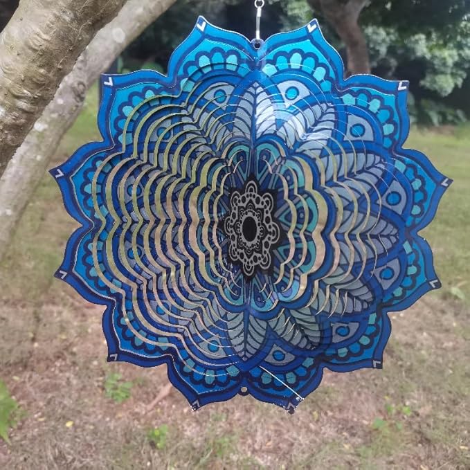 Hanging Wind Spinners Outdoor- Wind Spinner Outdoor Clearance,Mandala Flower Hanging Wind Spinner，Garden Decor,Spinners for Yard and Garden, (10 inch)