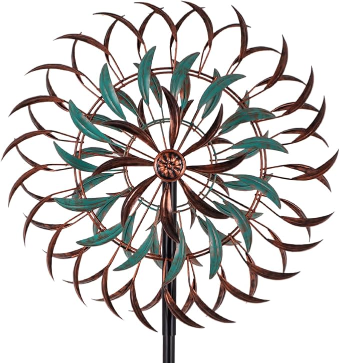 VEWOGARDEN 19" Dia Large Wind Spinner Outdoor with 6 Blades, Metal Kinetic Wind Sculptures & Spinners for Yard, Garden, Lawn Decorations