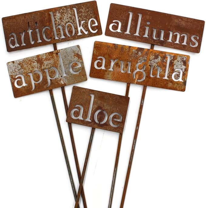 Classic Metal Garden Markers 19 Inches Tall (aloe, Naturally Rusted)