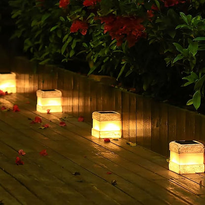 2 Pack Solar Rock Lights Outdoor - Solar Garden Decor Landscape Pathway Lights Waterproof with Warm LED Lights for Table Patio Yard Garden Walkway Decor(Brown)