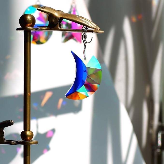 Crystal Prism Suncatcher for Window Home Decoration, 3pcs Hanging Ornament Pendant, 45mm Rainbow Maker AB