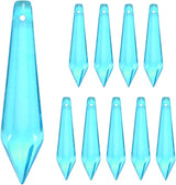 M METERXITY 10-Pack Crystal Icicle Prisms, 53mm/2.09 Inch Chandelier Pendant Maker Hanging Crystals Chandelier Prisms for Home/Windows/Garden/DIY Decoration[Lake Blue]