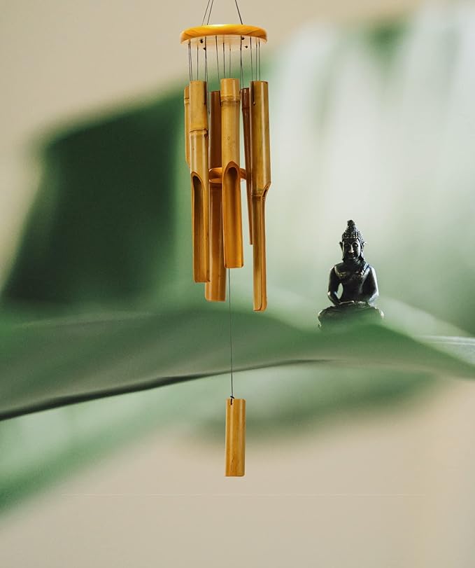 32-Inch Wooden Wind Chimes for Outside - Classic Zen Deep Tone for Relaxation, Patio, Garden, Home Outdoor or Indoor Decor
