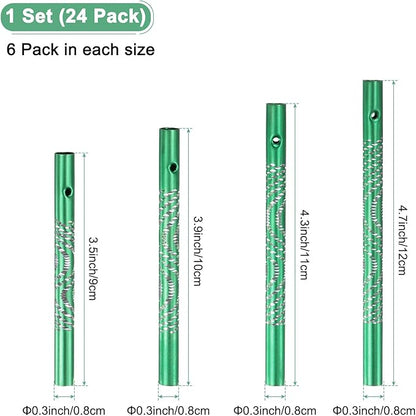 M METERXITY 24-Pack Wind Chime Tubes, 4 Sizes Aluminum Metal Wind Bell Empty Tubes for Outside/Adults Arts and Crafts/DIY [Green]
