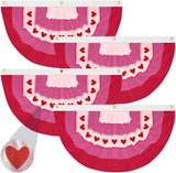 4Pcs Valentine Bunting Flags 2x4Ft Embroidered Love Heart Half Fan Bunting Decor Wedding Season Valentine’s Day Galentine’s Day Outside Banner for Outdoor Porch Garden Fence Décor Engagement Party Anniversary