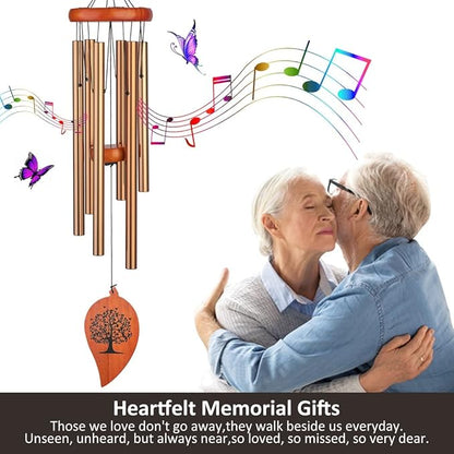 32" Memorial Wind Chimes, Sympathy Grief Wind Chimes, in Memory of Loved One Loss of Mother Father，Home Decor Garden Patio Outdoor-Golden