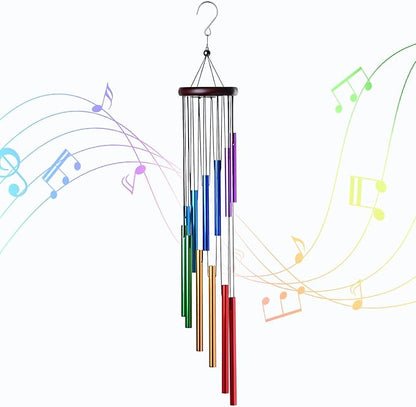 HOMEXUP Outdoor Colorful Wind Chimes for Outside with 12 Aluminum Tubes for Garden Patio Balcony and Home Decor（Color）