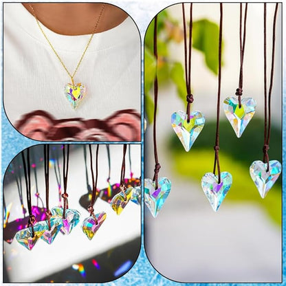 1 Box 12Pcs Glass Prism Heart Crystal Suncatcher Hanging AB Color 1 x 0.85 Inch Faceted Rainbow Maker Sun Catcher Small Pendants Charms for Garden Home Window Wedding Christmas DIY Decoration
