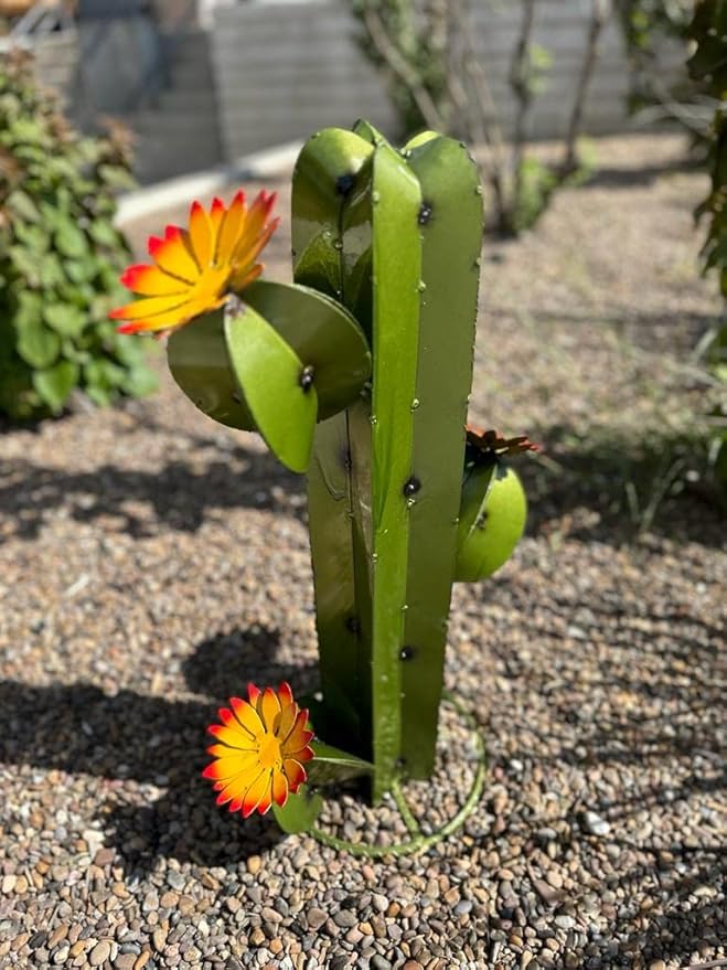 Metal Saguaro Cactus - Garden Art (Olive)