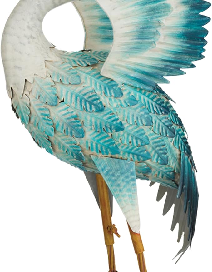 Regal Art & Gift Blue Crane Metal Statue 34" H – Indoor Outdoor Decorative Sculpture for Home & Garden Décor, Weather-Resistant Yard Art Figure for Patio, Lawn