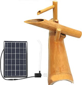 DIY Solar Water Pump Kit, Outdoor Solar Fountain, 6W Solar Panel Fountains, Split-Resistant All Natural Bamboo Fountain, for Desk Patio Yard,14"