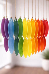 Rainbow Glass Wind Chime, Large 20″ – Multicolor Sandblasted Recycled Glass & Driftwood Coastal Hanging Chime for Porch, Patio & Home