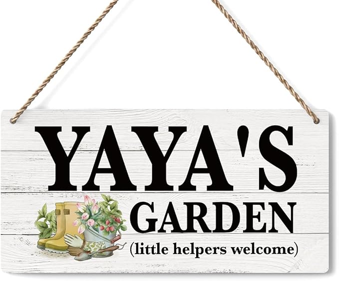 Yaya Gifts Outdoor Garden Wooden Sign Decor, Indoor Garden Decoration Hanging Signs 12x6 Inches, Outdoor Porch Yard Wall Art Decor Sign, Mother's Day Gifts Birthday Gift for Mom Grandma