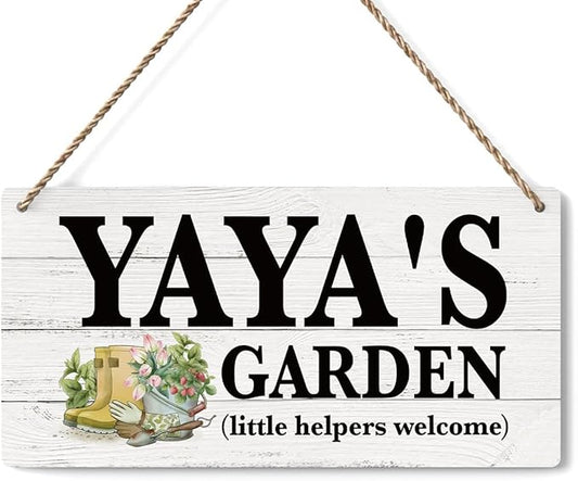 Yaya Gifts Outdoor Garden Wooden Sign Decor, Indoor Garden Decoration Hanging Signs 12x6 Inches, Outdoor Porch Yard Wall Art Decor Sign, Mother's Day Gifts Birthday Gift for Mom Grandma