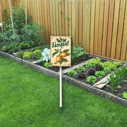 Uptell Vintage Aluminum Kumquat Fruit Signs Yard Sign with Stake for Garden Fruit Garden Label Stakes Plant Markers for Outdoor Plants Waterproof 8x12 inch