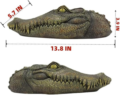 Floating Alligator Head, Pool Accessories,13.8 Inches Float Alligator Decoy for Pond, Fake Crocodile Head for Goose, Heron, Duck Deterrent Control, Garden Decor and Yard Decorations Accessories
