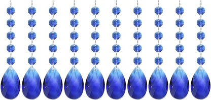 PATIKIL Teardrop Crystal Chandelier Pendants Beads, 10 Pack 145mm Length 38mm Chandelier Prisms Parts Ornaments Hanging Beads for DIY Arts Crafts Decoration, Dark Blue