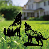SUPERDANT 2 Pcs Metal Wolf Garden Decor for Outside Animals Yard Stakes for Decorations Outdoor Statues Iron Art Stake Decorative Silhouette Lawn Ornament Patio Porch Farmhouse Decoration Gifts