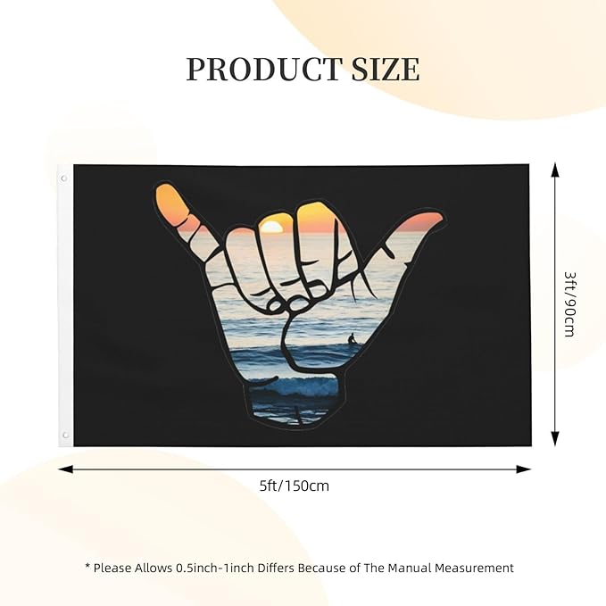 Shaka Waves Flag 3x5 Ft Double Sided Outdoor, Garden Yard Decoration Banner with Brass Grommets, for Home, Porch, Wall