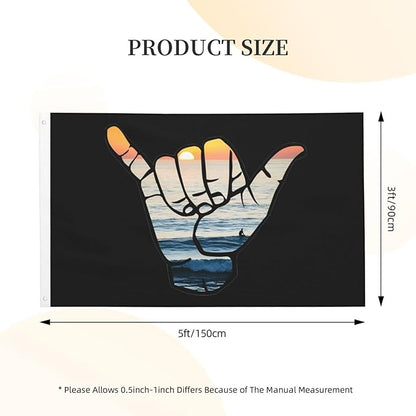 Shaka Waves Flag 3x5 Ft Double Sided Outdoor, Garden Yard Decoration Banner with Brass Grommets, for Home, Porch, Wall