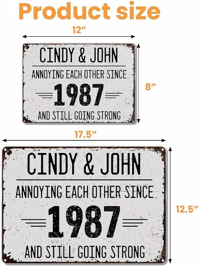 Annoying Each Other Since And Still Going Strong Rustic Sign Personalized Metal Sign, Custom Couple Metal Sign with Name, Anniversary Metal Garden Sign for Couples, Garden Decor Sign, Gift for Spouse