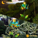 Stargarden Outdoor Solar Wind Spinners, Solar Wind Sculptures & Spinners, Flower Windmill with Solar Lantern for Yard and Garden (Green)