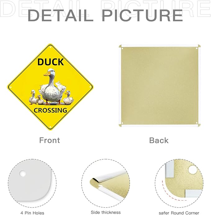 Duck Crossing Signs, Nene Crossing Sign for Duck Pond Decor Bundle 2 Pieces Duck Farmhouse Wall Decor Garage Retro 12X12 Inch