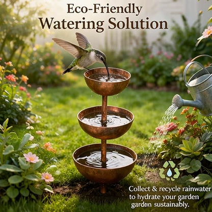 Rain Catcher - Plant Support, Metal Garden Ornament, 3-Tiered Rain Catcher Garden Stake with Water Bowl, Bee Watering Station, Bird Bath & Butterfly Feeder, for Yard, Gardens (1pcs)