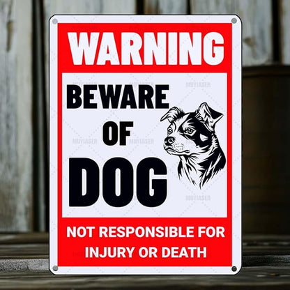 Beware of Dog Sign Jack Russell Metal Sign Warning Beware of Dog Signs for Fence Outdoor Farm Garden Gate Home Yard Decor 12x16 Inch